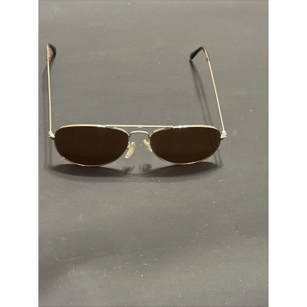 Rectangular Aviator Sunglasses Silver Metal Frame Brown Tinted Lens